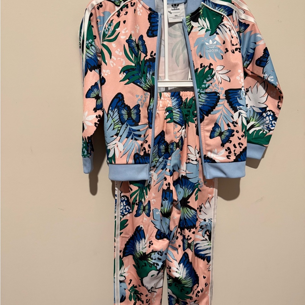 Adidas Kids Tropical Pajama Set - Pink and Blue